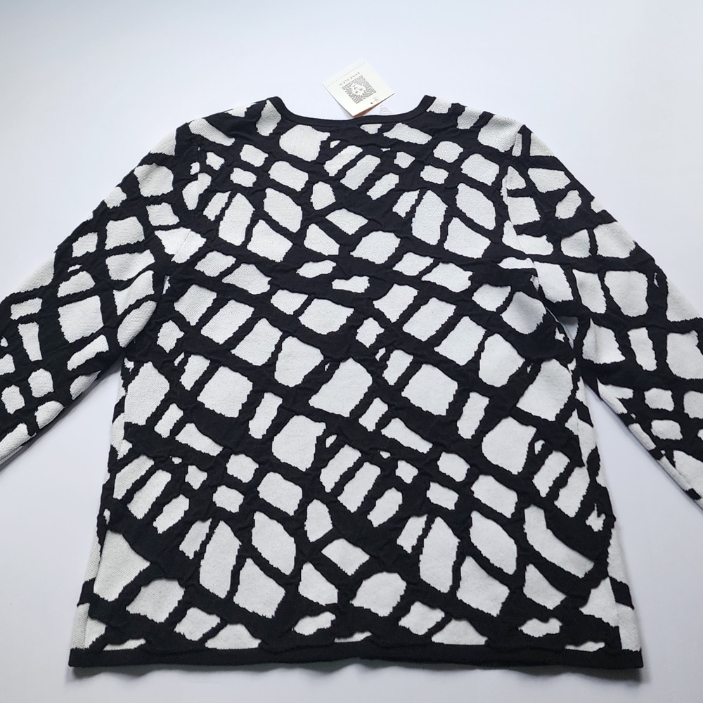Anne Klein Black and White Patterned Jacket Sz Small - Picture 2 of 7
